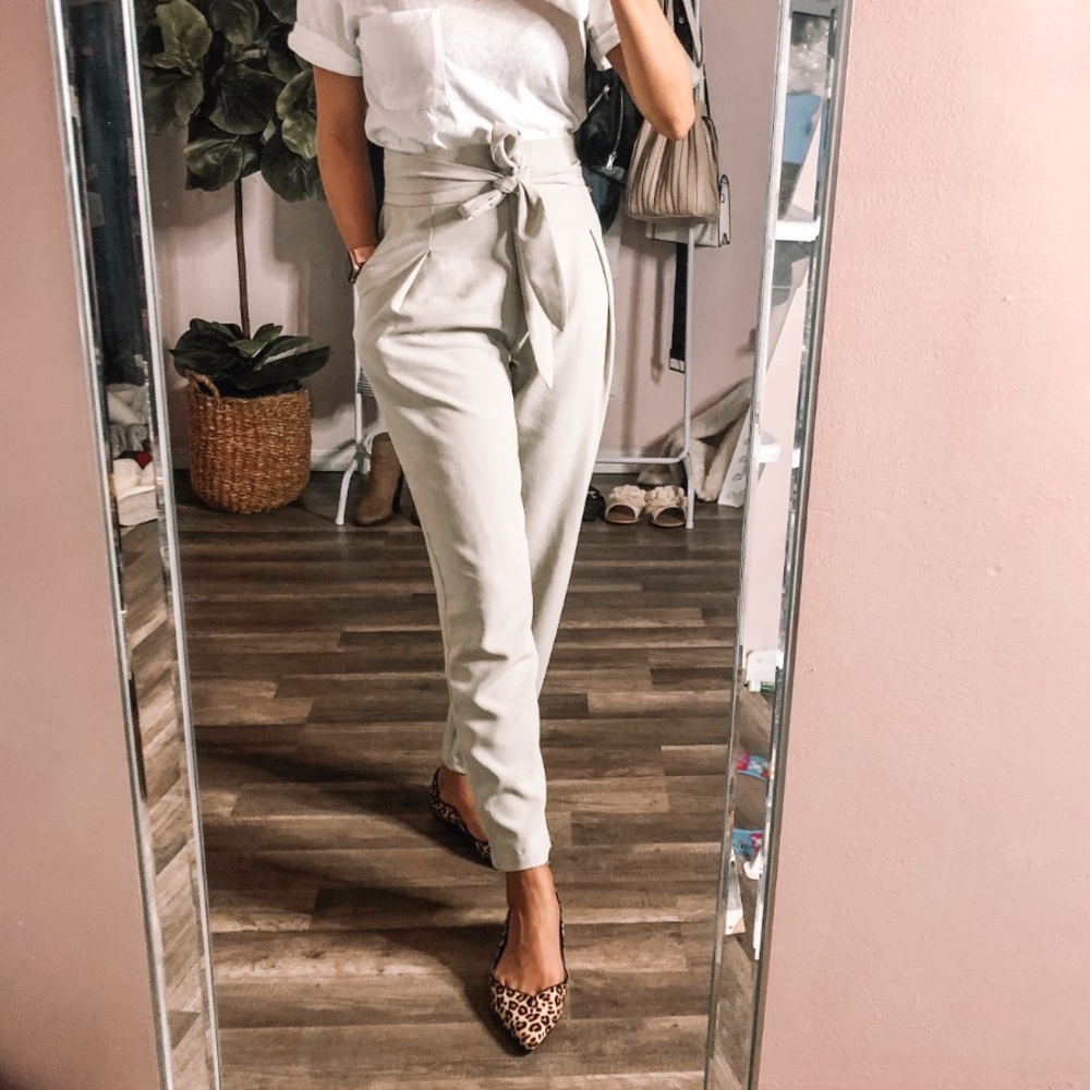 Sage green ankle length trousers